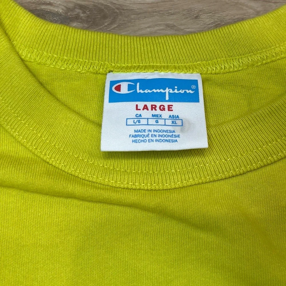 Champion Lime Green Logo Reworked Crop Top Large - Picture 5 of 7